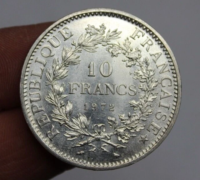 France - Francia - Monnaie Argent (900%) de 10 Francs Hercule de 1972 SPL / AU
