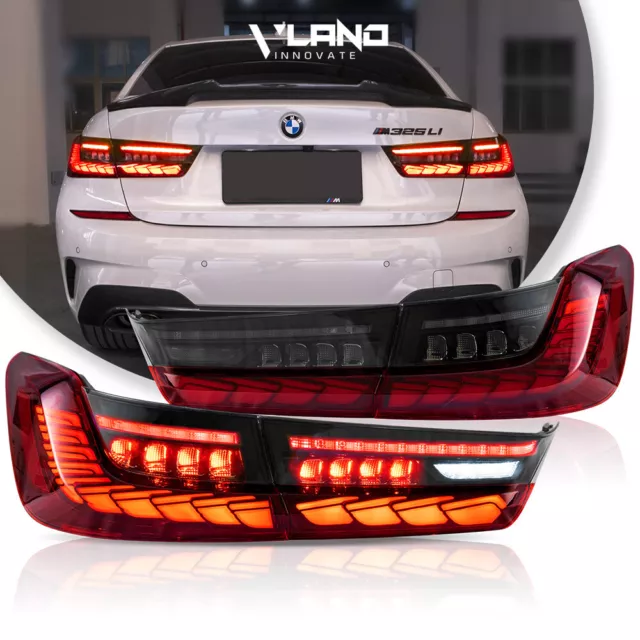 RED VLAND GTS Tail Lights For BMW 3 Series G20 M3 2019-2022 W/Start-Up Animation