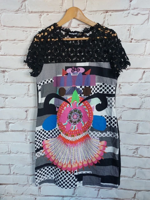 Abito da donna Desigual ByLacroix taglia 44 D40 pizzo elasticizzato nero...