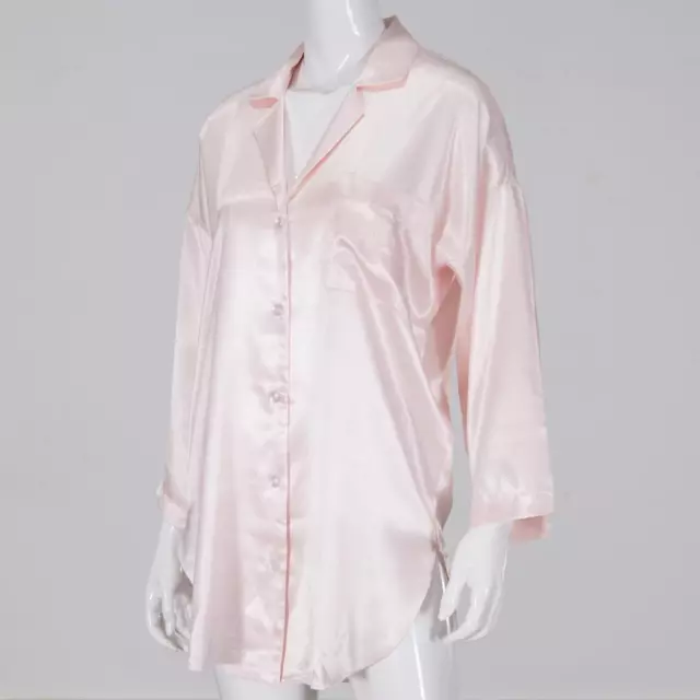 Christian Dior Pink Satin Night Shirt Sleepwear Lingerie Emblem Very Good