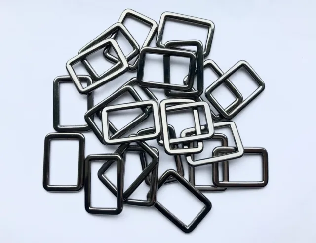 Anillos rectangulares de 25 mm bucles metal plata oscura sujetador anillo en D rectangular D31