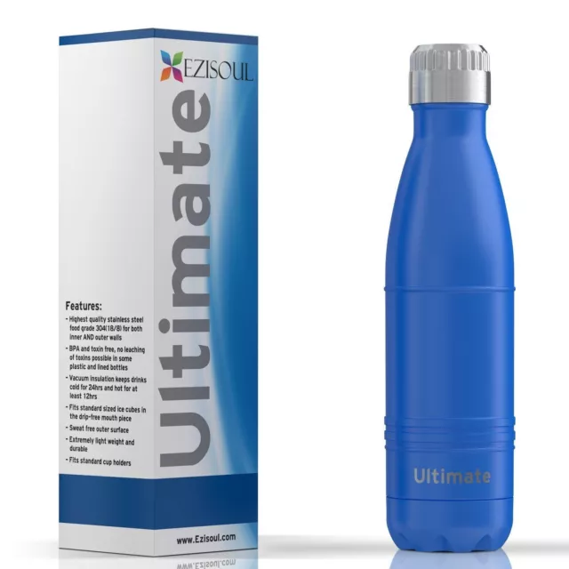 Ezisoul ultimate stainless steel double store wall vacuum insulated water bottle