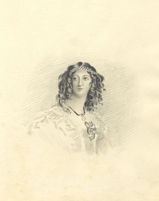 Portrait of a Young Lady with Ringlets – Original c.1832 graphite drawing