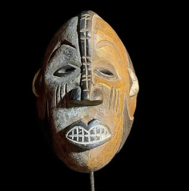 African Wall Hanging Mask From Solid Wood Igbo Tribes Vintage Igbo Mask-8938