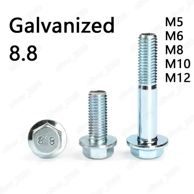 Galvanized 8.8 Steel Hexagon Flange Bolts Heavy Series M5 M6 M8 M10 M12