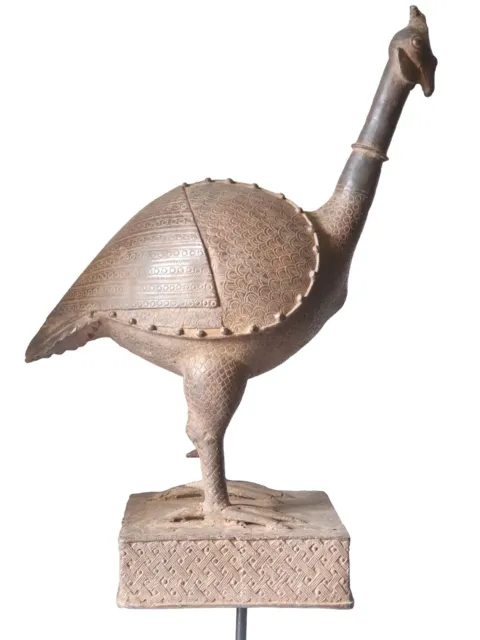 Pollame della Guinea bronzo del Benin. Bello, vecchio, molto raro e eccezionale. 59 cm. NIGERIA.