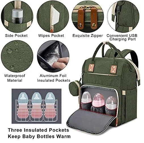 Diaper Bag Backpack with Changing Station for Baby, Mommy Bag for traveling