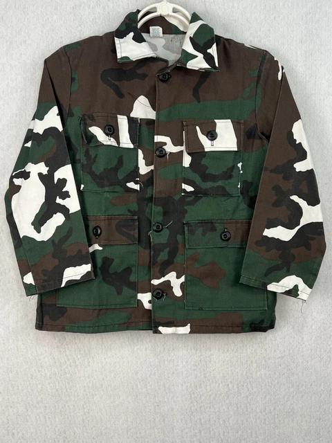 Vtg Unbranded Military Jacket Woodland Camouflage Youth Sz 14