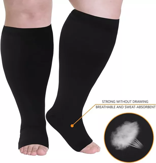 2X WIDE CALF Compression Socks for Women&Men Toeless for Nurses Running ...