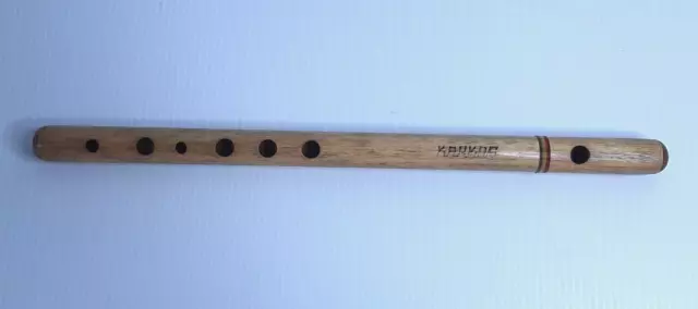 Vintage 17"  Karkas Bolivian Wood Flute Pipe Wood Handmade 1980's-90's