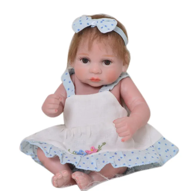 26cm Mini Girl Doll Reborn Doll Toy Full Body Waterproof Rooted Hair Cute Doll
