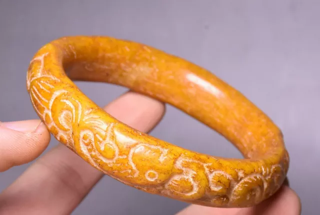 Chinese Hongshan Culture Old Jade Carving Dynasty Fish Goldfish Bracelet Bangle