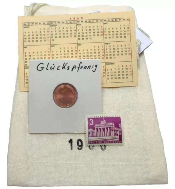 Geburtstag Geschenk Glückspfennig von 1920-2001 +Beutel,Kalender etc. Wallabundu