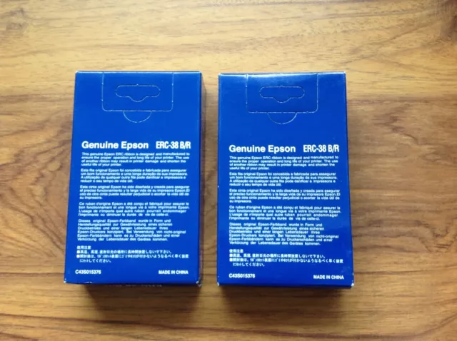 2 x Genuine Epson Black ERC-38 Ribbon Cartridge . Free UK Postage 2