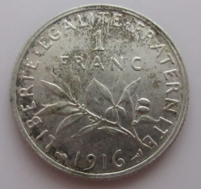1916 French Republic 1 Franc .835 Silver Coin in Flip Liberte Egalite Fraternite