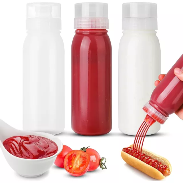 3Pcs 380ML Porous Condiment Squeeze Bottles for Ketchup, Salad, BBQ Sauce, Oil