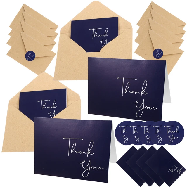20 Cartes De Remerciement Mini Avec Enveloppes Kraft – 9 X 5,4 Cm, Sceau Doré, Pour Cadeaux, Mariage, Anniversaire - 3