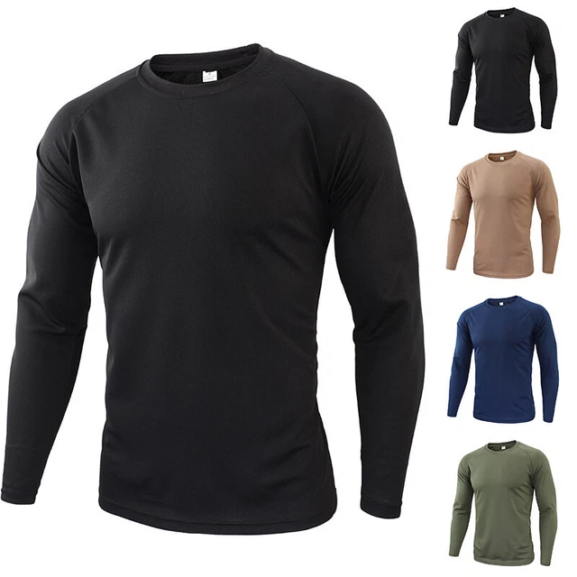 Uomo Manica Lunga Palestra T-Shirt Pullover Corsa Allenamento Ciclismo Maglietta