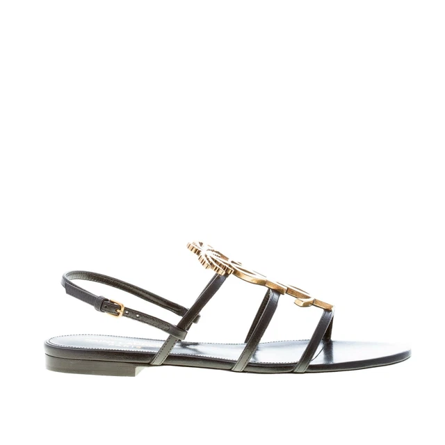 SAINT LAURENT CHAUSSURES femme Black leather Cassandra flat sandal with YSL logo EUR 499 00 PicClick FR