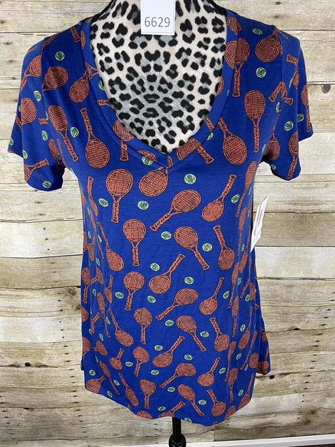 Tee-shirt LulaRoe Christy - Taille 2XL, Coupe Plus, Motifs Rayés Multicolores, Occasion En Très Bon état
