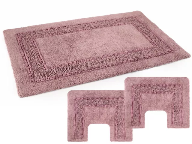 SET DI TAPPETI Bagno 2 pezzi Design Foglia antiscivolo lavabile - colore  rosa EUR 49,99 - PicClick IT