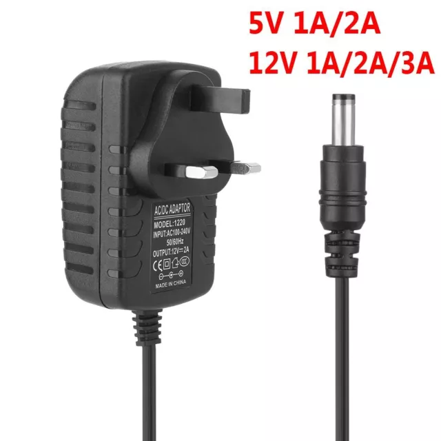 Mains Transformer 5V 12V 1A 2A 3A UK Plug AC/DC Adapter Power Supply Charger