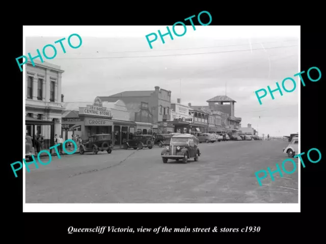OLD 8x6 HISTORIC PHOTO OF QUEENSCLIFF VICTORIA THE MAIN St & STORES c1930