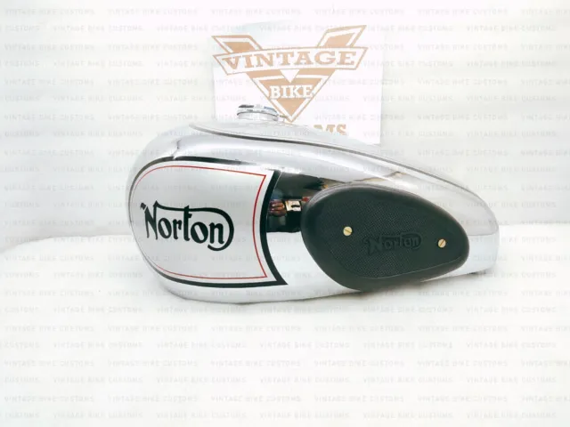 Gas Tank For Norton Es2 1952 In Silver Paint Chrome (2 Hole Knee Pad)(Fuel Tank)