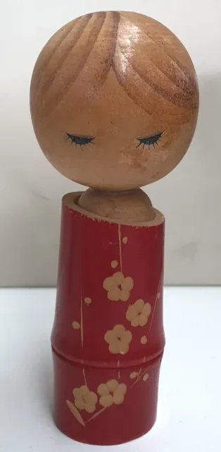 Creative Kokeshi Sosaku Wooden Hand Painted Doll Made in Japan 16cm Tall Signed