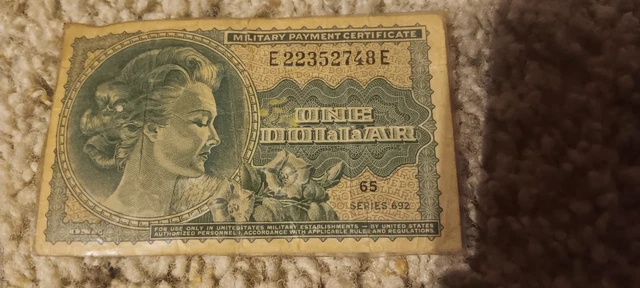 US MPC Military Payment Certificate $1 One Dollar Series 692 - American Bison