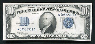 Fr. 1701* 1934 $10 Ten Dollars *Star* Silver Certificate About Uncirculated