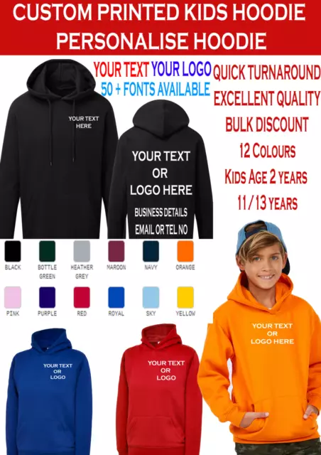 Personalised Custom Printed Kids Hoodie Children Hooded Sweatshirt UC503 TOP