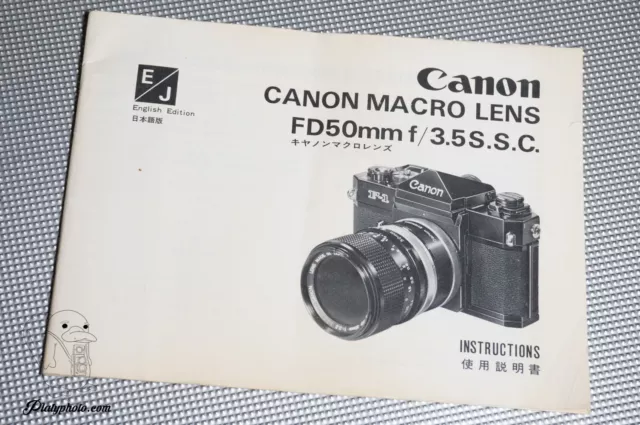-EN JP- CANON MACRO LENS FD 50mm F:3.5 MACRO SSC MODE D'EMPLOI NOTICE MANUAL