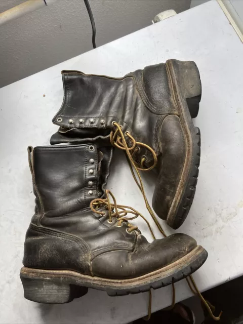 Red Wing #218 Wildland Fire Fighting Boots Black Leather Logger Sz. 9 E  $99.00 - Picclick