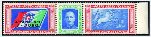 1933 Regno D'italia Trittico I Borg Con Varieta' Il Ciuffo Bdf Mnh