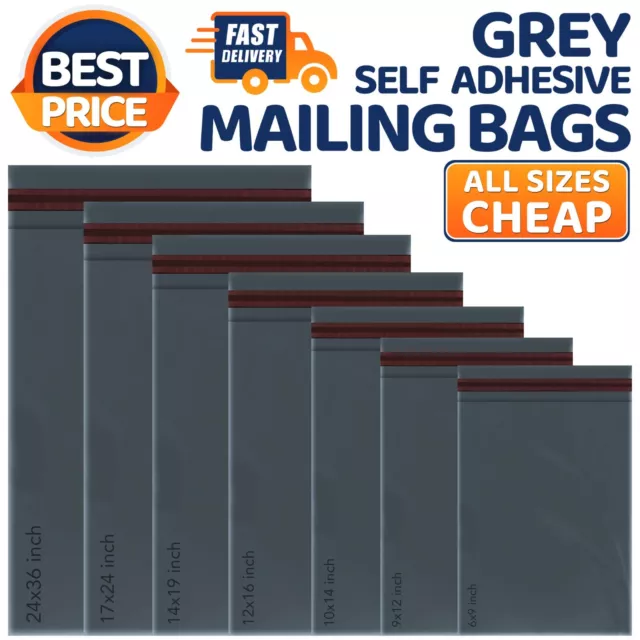 Grey Mailing Bags Strong Poly Postage Post Postal Mail Self Seal Bags All Sizes