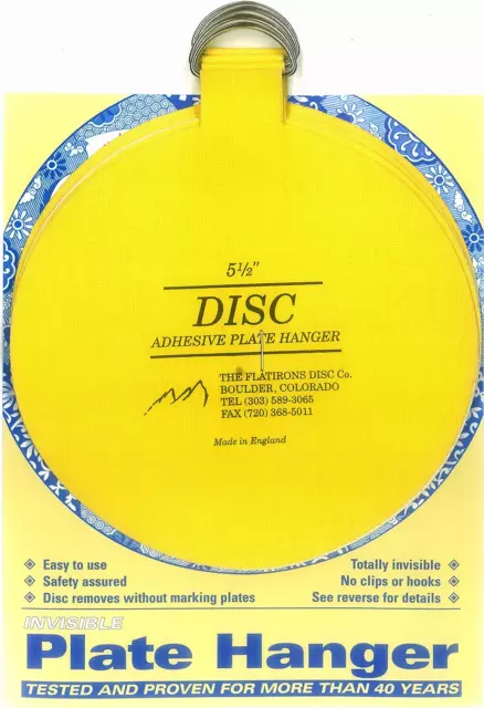 Flatirons Disc Adhesive Extra Large Plate Hanger Set (4 - 5.5 Inch Hangers)