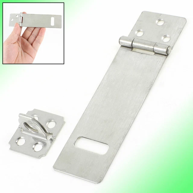 Door Safety 4" Silver Tone Stainless Steel Padlock Hasp Staple Set