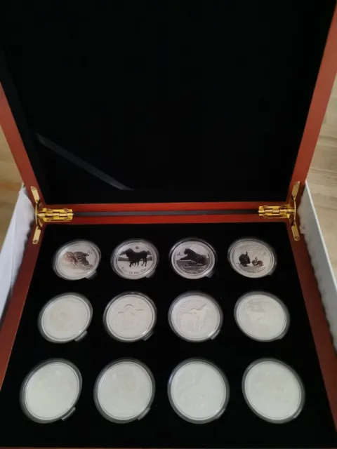 Lunar II 0,5oz Silber Set 2008-2019 Münzsammlung 12 * 1/2oz Silber in Holzbox
