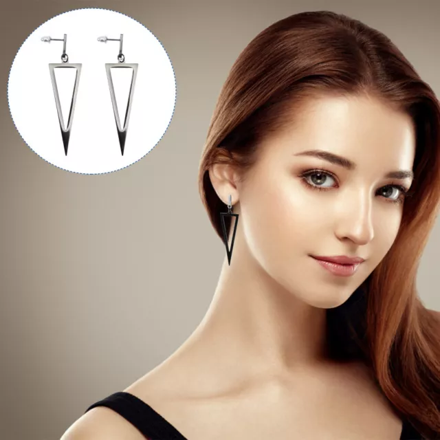 Long Pendant Earrings Drop Black Dangle Triangle Punk Geometric Simple