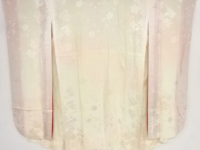 82965# Japanese Kimono / Antique Hitoe Juban For Furisode  / Woven Sakura &