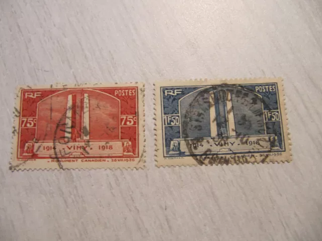 FRANCE 1936    TIMBRES  oblitérés    N°316/317 VIMY