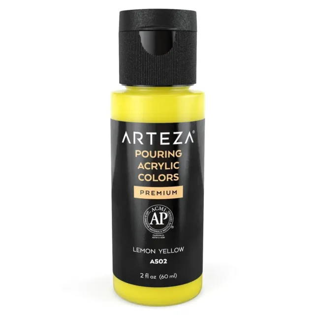 ARTEZA Acrylic Pouring Paint, 2oz (60 ml), A502 Lemon Yellow High