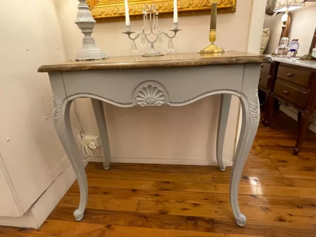 French Provincial Louis XV Style Grey Hall Table in Oak with 1 Drawer