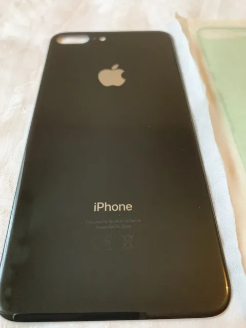 iPhone 8 Plus Akkudeckel Backcover Rückseite aus Glas Schwarz Mit Kleber BIGHOLE