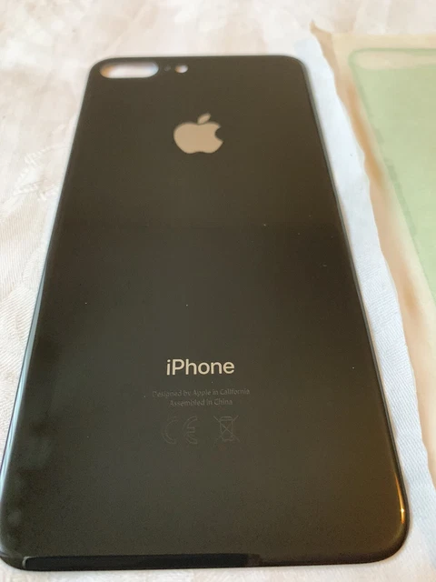 iPhone 8 Plus Akkudeckel Backcover Rückseite aus Glas Schwarz Mit Kleber BIGHOLE