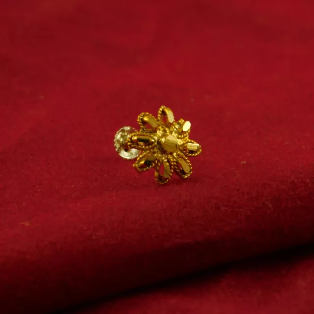 Designer diamond classic Golden nose pin or nose ring - SHREEVARAM - 2886544