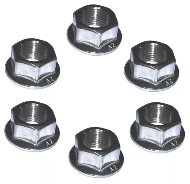 Kawasaki ZZR1400 - M10 x 1.25 - Rear Sprocket Flange Nuts - A2 Stainless (x6)