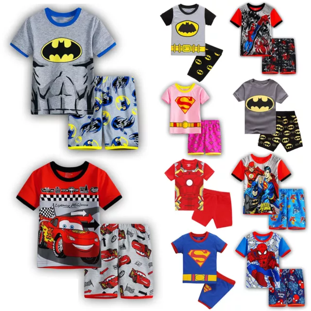 Mädchen Jungen Kind - Schlafanzug Spiderman Batman Pyjamas Set Nachtwäsche Lose^