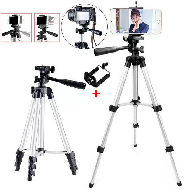 Universal Camera Tripod Stand Holder Mount for iPhone Samsung Cell Phone w/ Bag